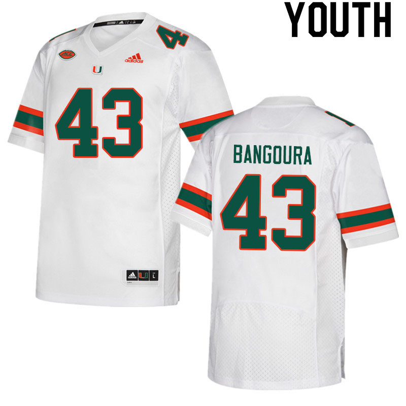 Youth #43 Souleymane Bangoura Miami Hurricanes College Football Jerseys Sale-White